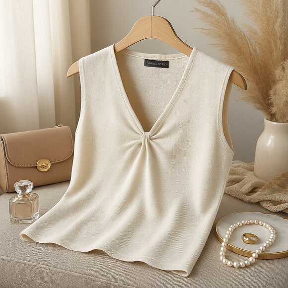 🌾 Jones New York Collection Woman Linen-Blend Top – 0X – Ivory – Quiet Luxury S - Picture 3 of 8